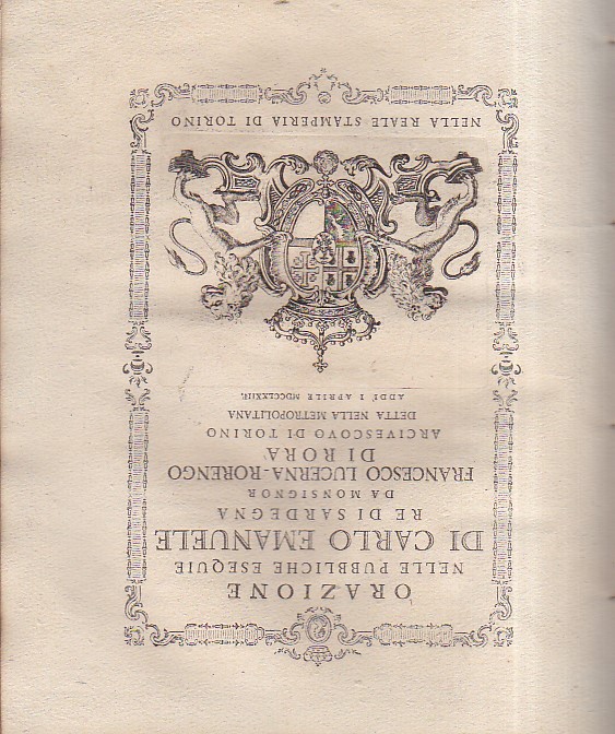 Orazione nelle pubbliche esequie di Carlo Emanuele Re di Sardegna …