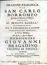 Orazione Panegirica per San Carlo Borromeo recitata nel Duomo di …