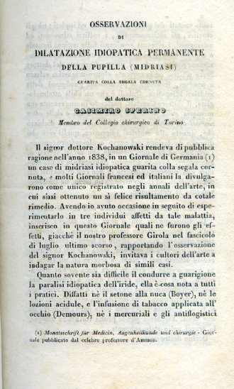 Osservazioni di dilatazione idiopatica permanente della pupilla (midriasi) guarita colla …