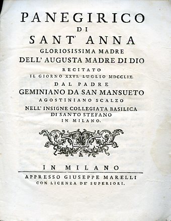 Panegirico di Sant'Anna Gloriosissima Madre dell'Augusta Madre di Dio recitato …