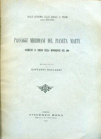 Passaggi meridiani del pianeta Marte osservati in Torino nella opposizione …