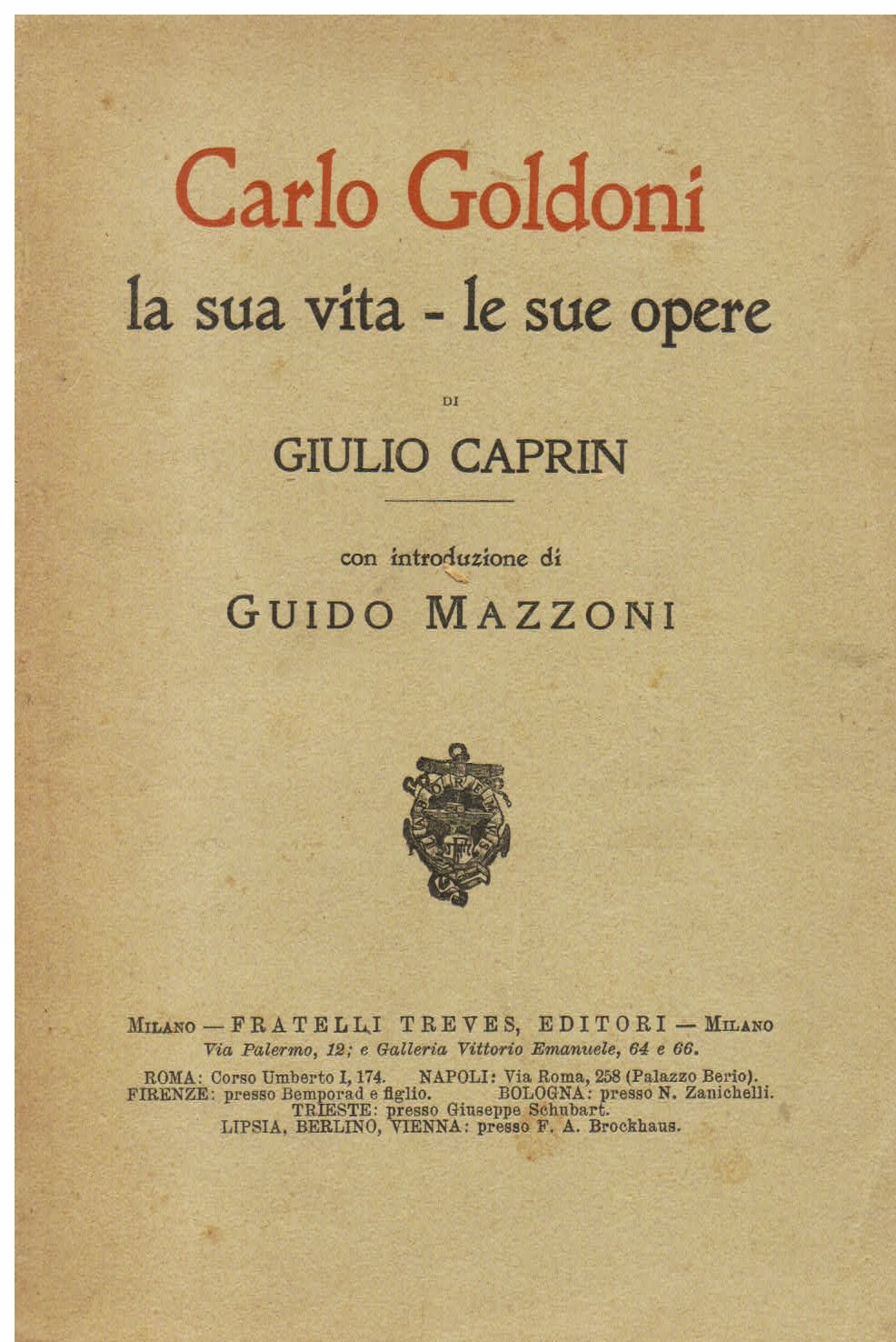 Per il centenario di Carlo Goldoni. Carlo Goldoni. La sua …