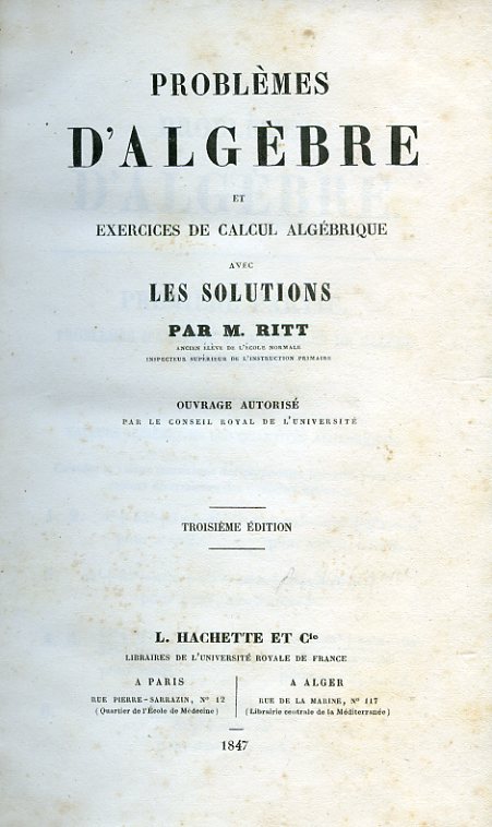 Problèmes d'algèbre et exercises de calcul algébrique avec les solutions. …