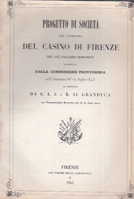 Progetto di società per l'apertura del Casino di Firenze nel …