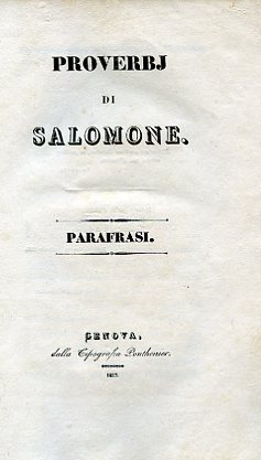 Proverbj di Salomone. Parafrasi