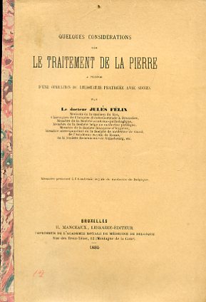 Quelques considérations sur le traitement de la pierre a propos …