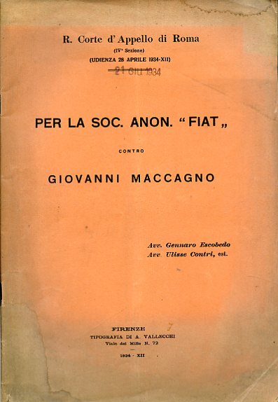 R. Corte d'Appello di Roma (IVa Sezione) (Udienza 28 aprile …