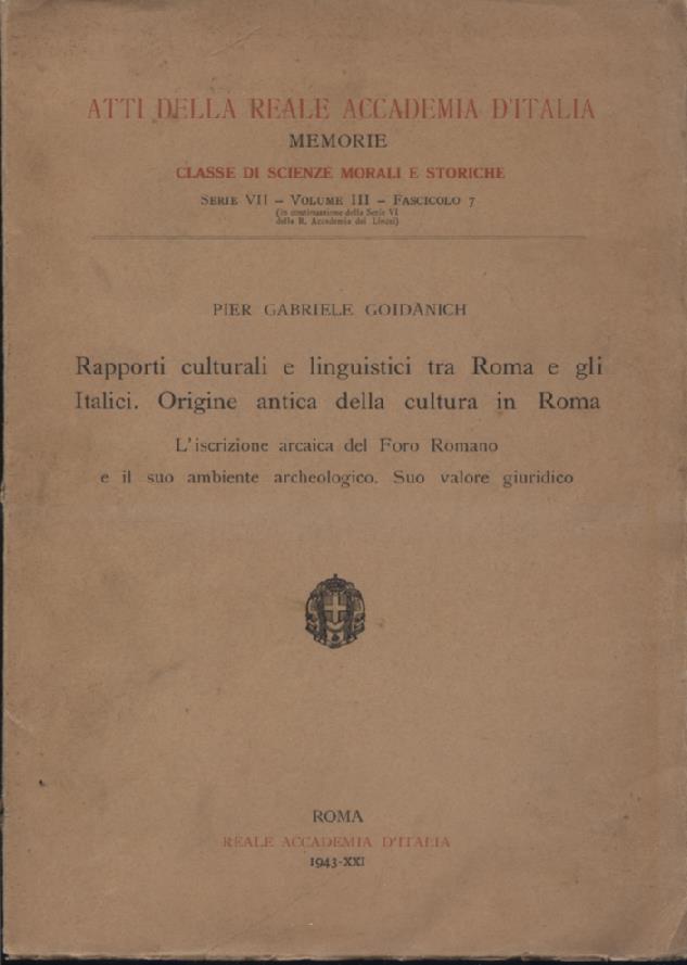 Rapporti culturali e linguistici tra Roma e gli Italici. Origine …