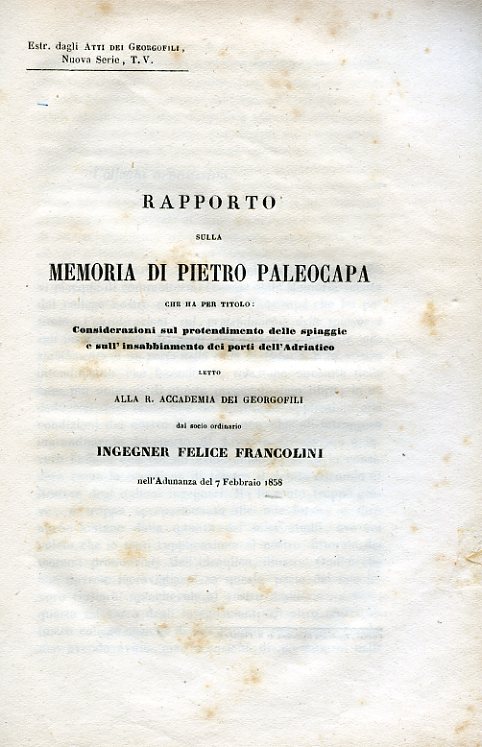Rapporto sulla memoria di Pietro Paleocapa che ha per titolo: …