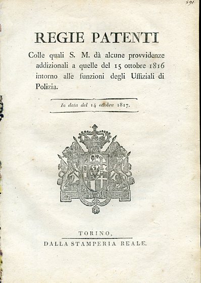 Regie Patenti colle quali S. M. dà alcune provvidenze addizionali …