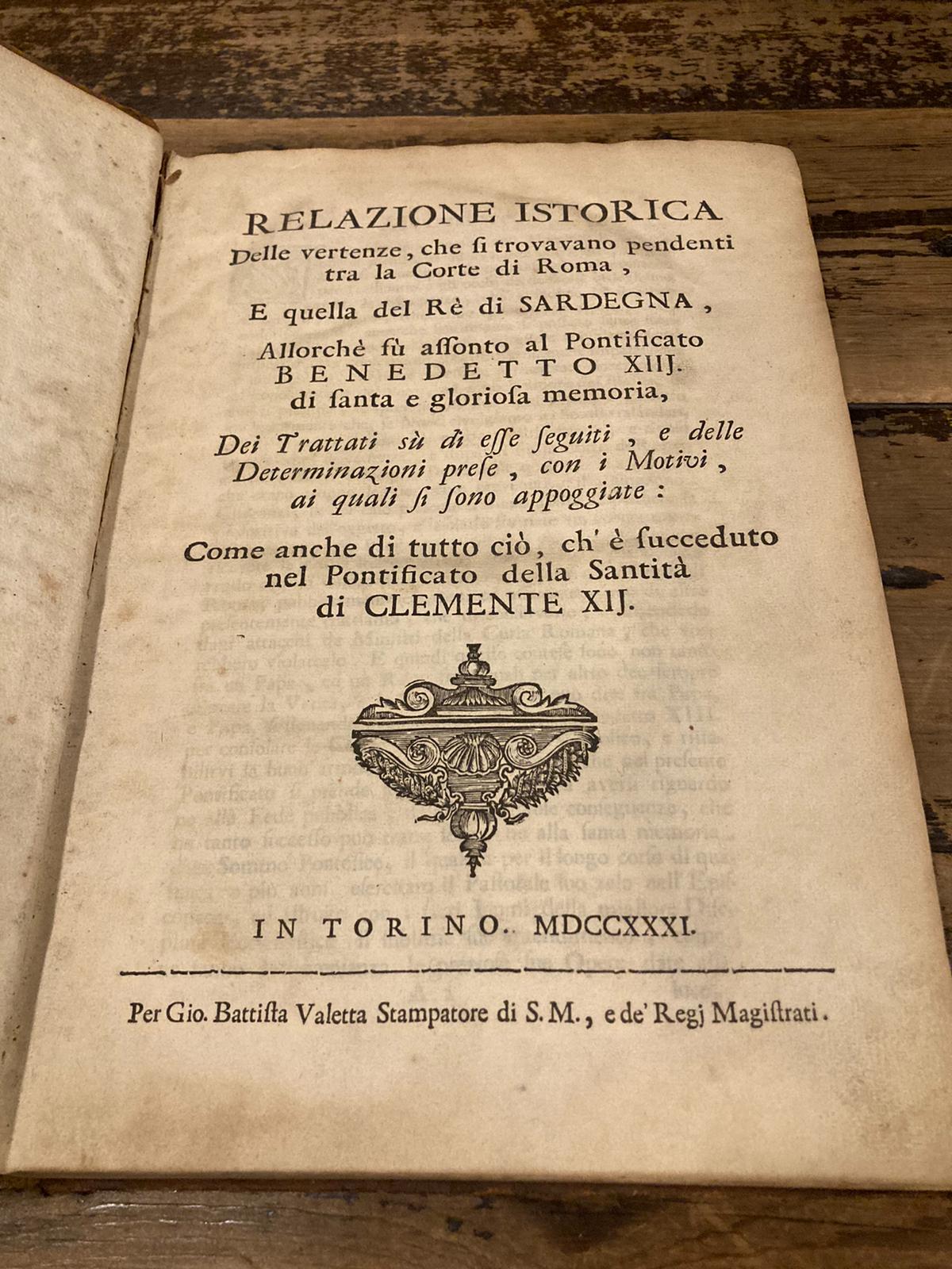 Relazione istorica delle vertenze, che si trovavano pendenti tra la …