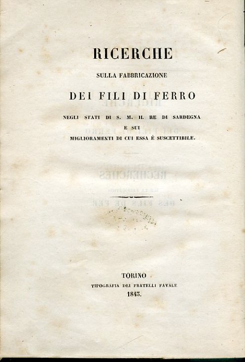 Ricerche sulla fabbricazione dei fili di ferro negli Stati di …