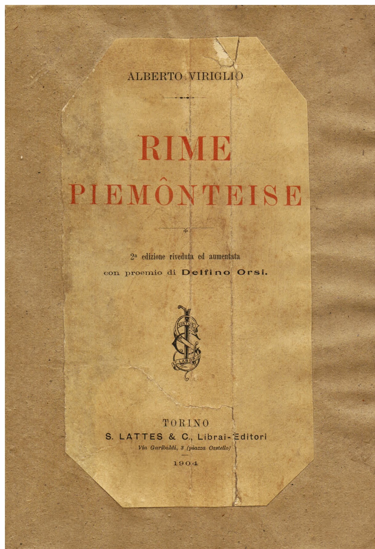 Rime piemônteise. 2a edizione riveduta ed aumentata con proemio di …