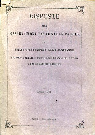 Risposta alle osservazioni fatte sulle parole di Bernardino Salomone sul …