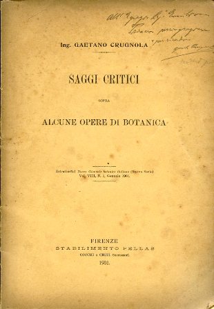 Saggi critici sopra alcune opere di Botanica - Estratto dal …