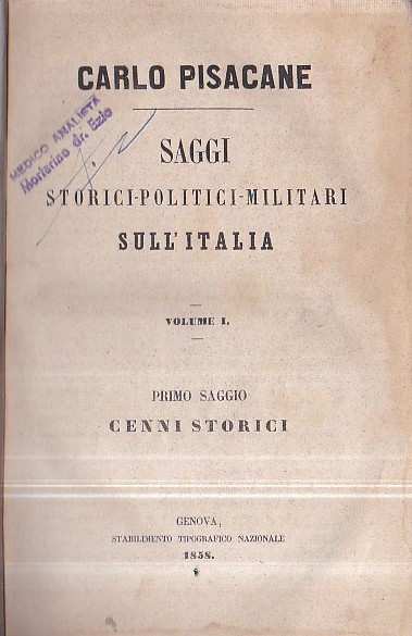 Saggi storici - politici - militari sull' Italia. I. Primo …