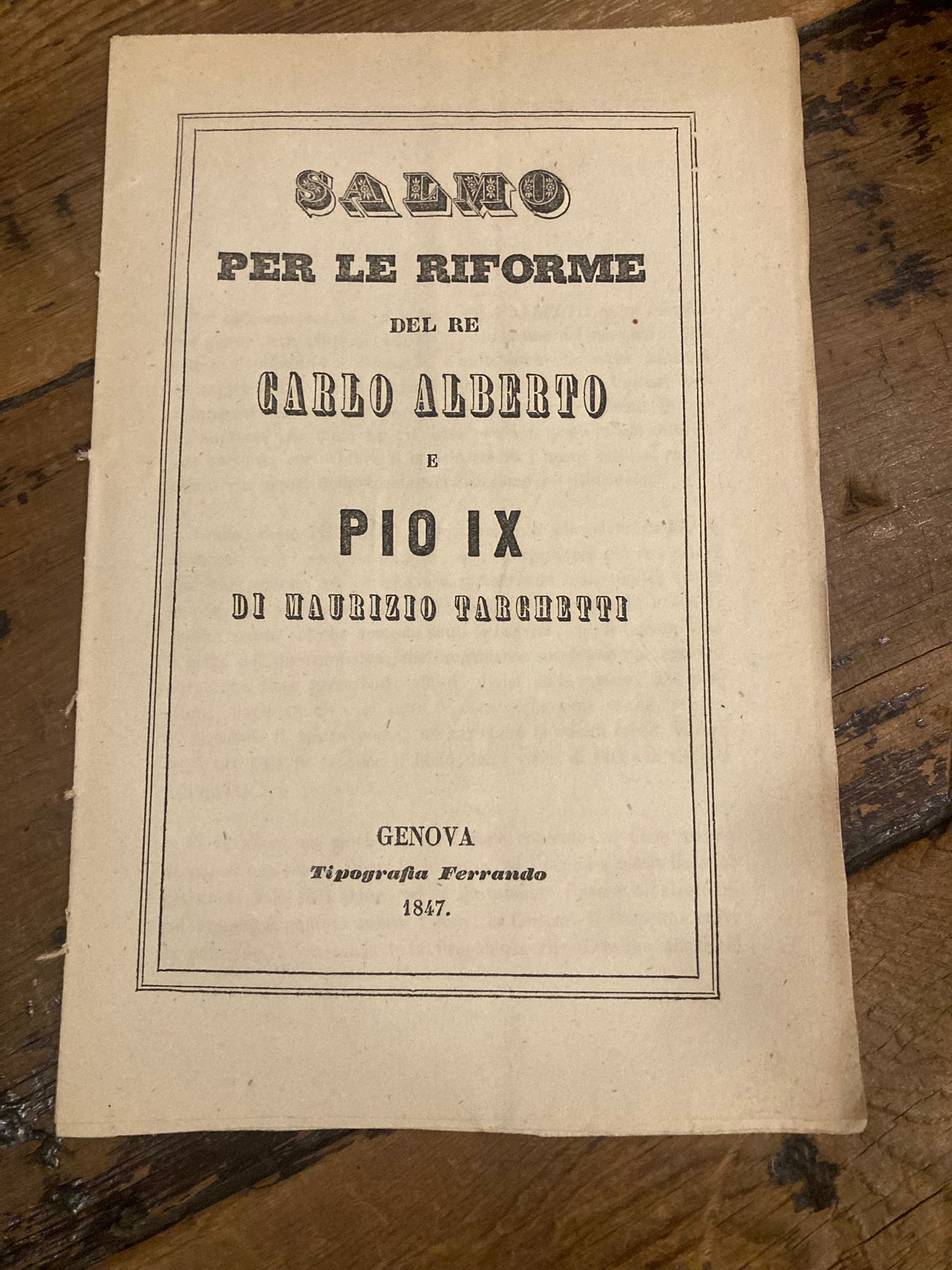 Salmo per le riforme del re Carlo Alberto e Pio …