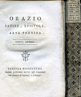 Satire, Epistole, Arte Poetica. Parte prima - Le Odi tradotte …