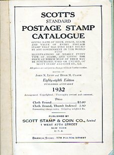 Scott's Standard Postage Stamp Catalogue giving date of issue, color, …
