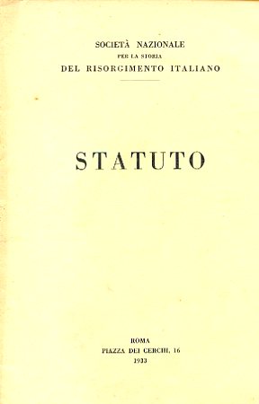 Società Nazionale per la Storia del Risorgimento Italiano. Statuto