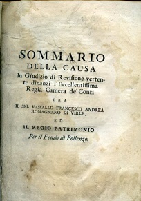 Sommario della causa in giudizio di revisione vertente dinanzi l'Eccellentissima …