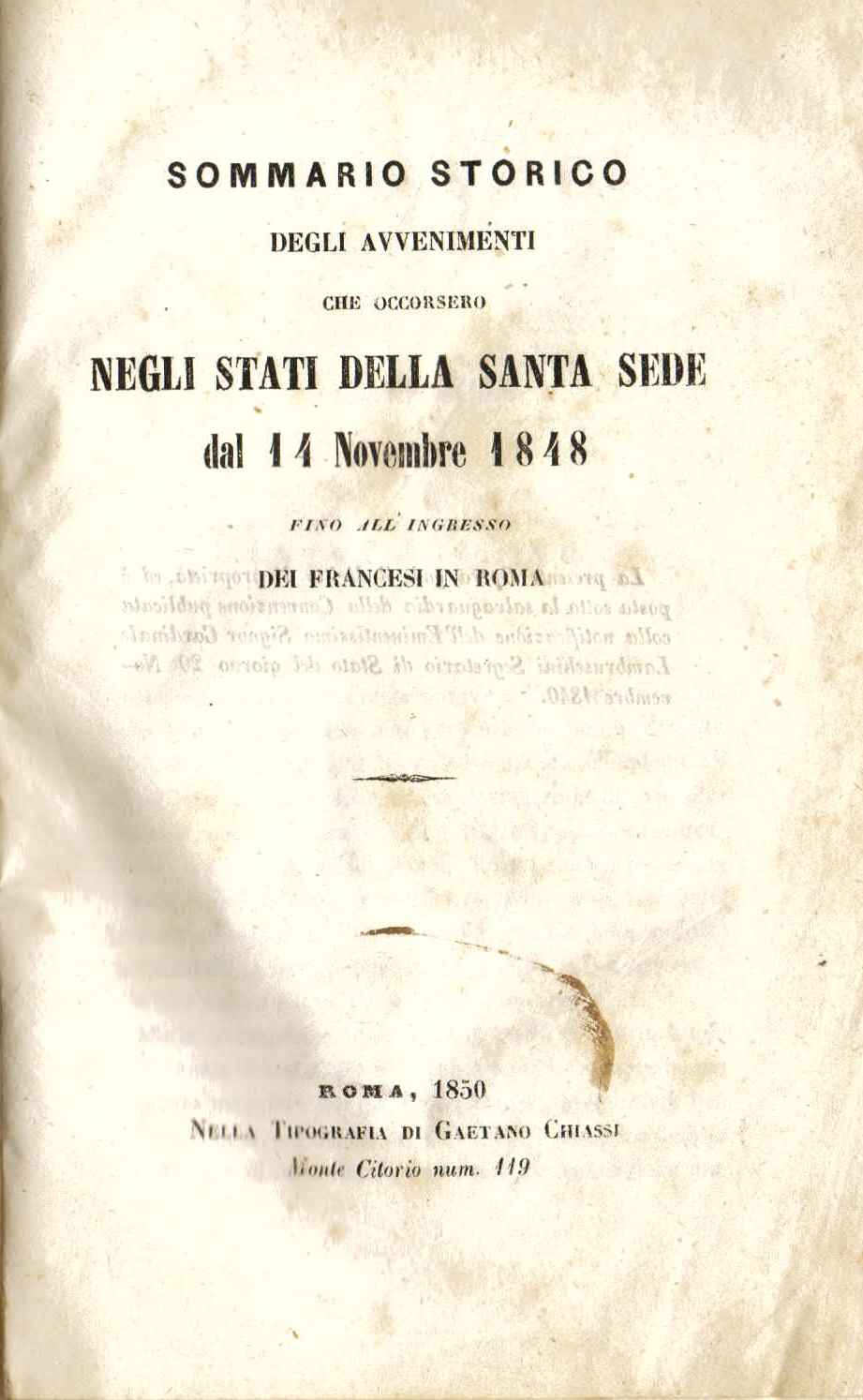 Sommario storico degli avvenimenti che occorsero negli Stati della Santa …