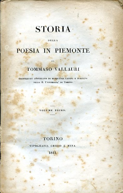 Storia della poesia in Piemonte Voll. I - II