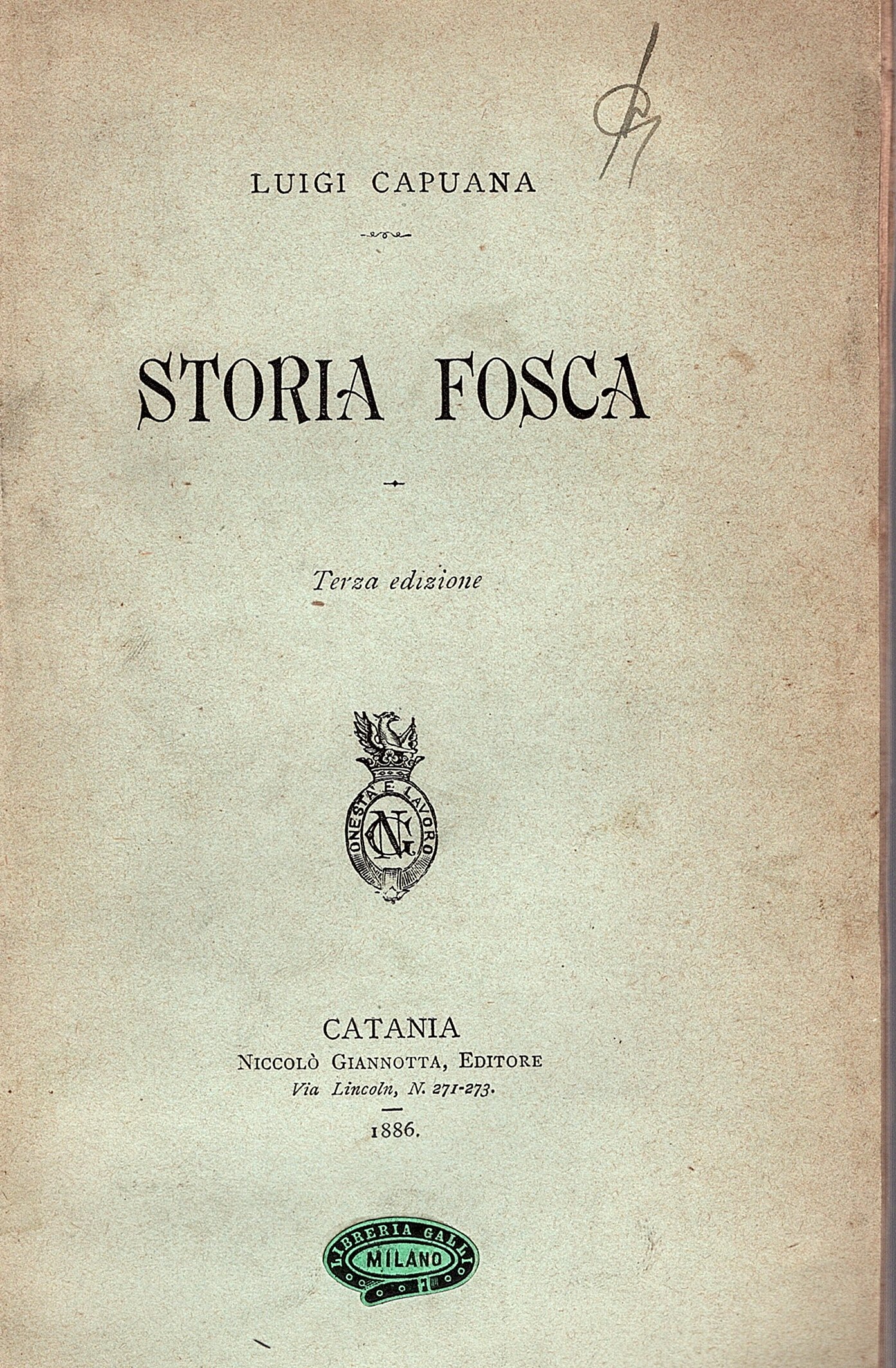 Storia fosca. Terza edizione