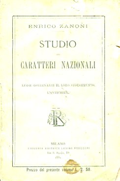 Studio dei caratteri nazionali. Leggi governanti il loro svolgimento. L'antichità