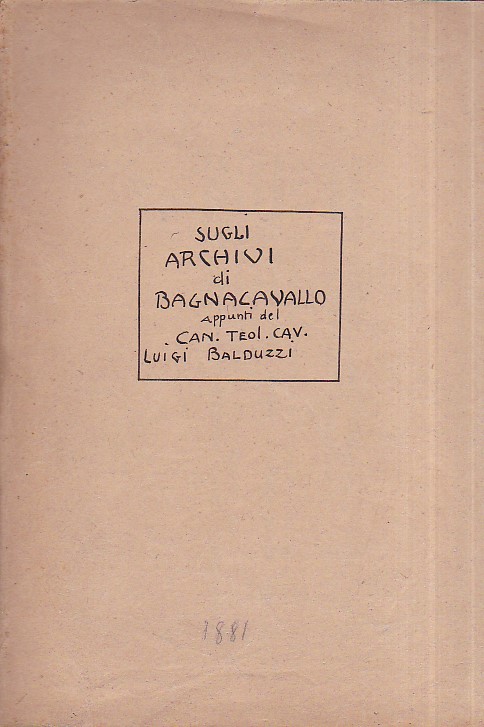 Sugli Archivi di Bagnacavallo. Appunti