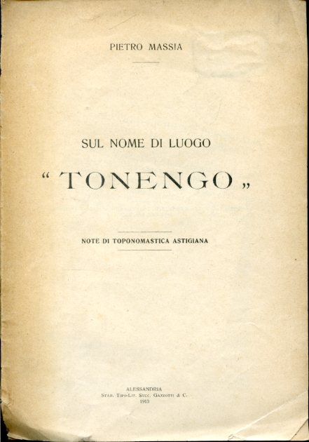 Sul nome di luogo 'Tonengo'. Note di toponomastica astigiana