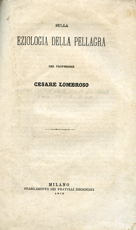 Sulla eziologia della pellagra