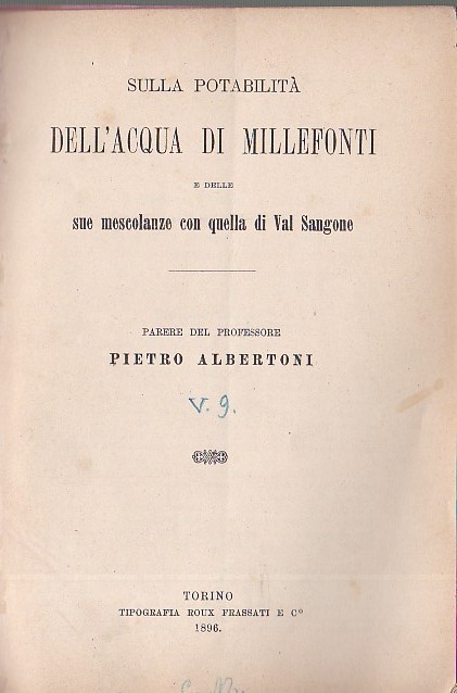 Sulla potabilità dell'acqua di Millefonti e delle sue mescolanze con …