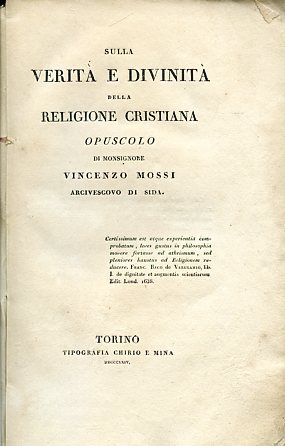 Sulla verità e divinità della religione cristiana. Opuscolo