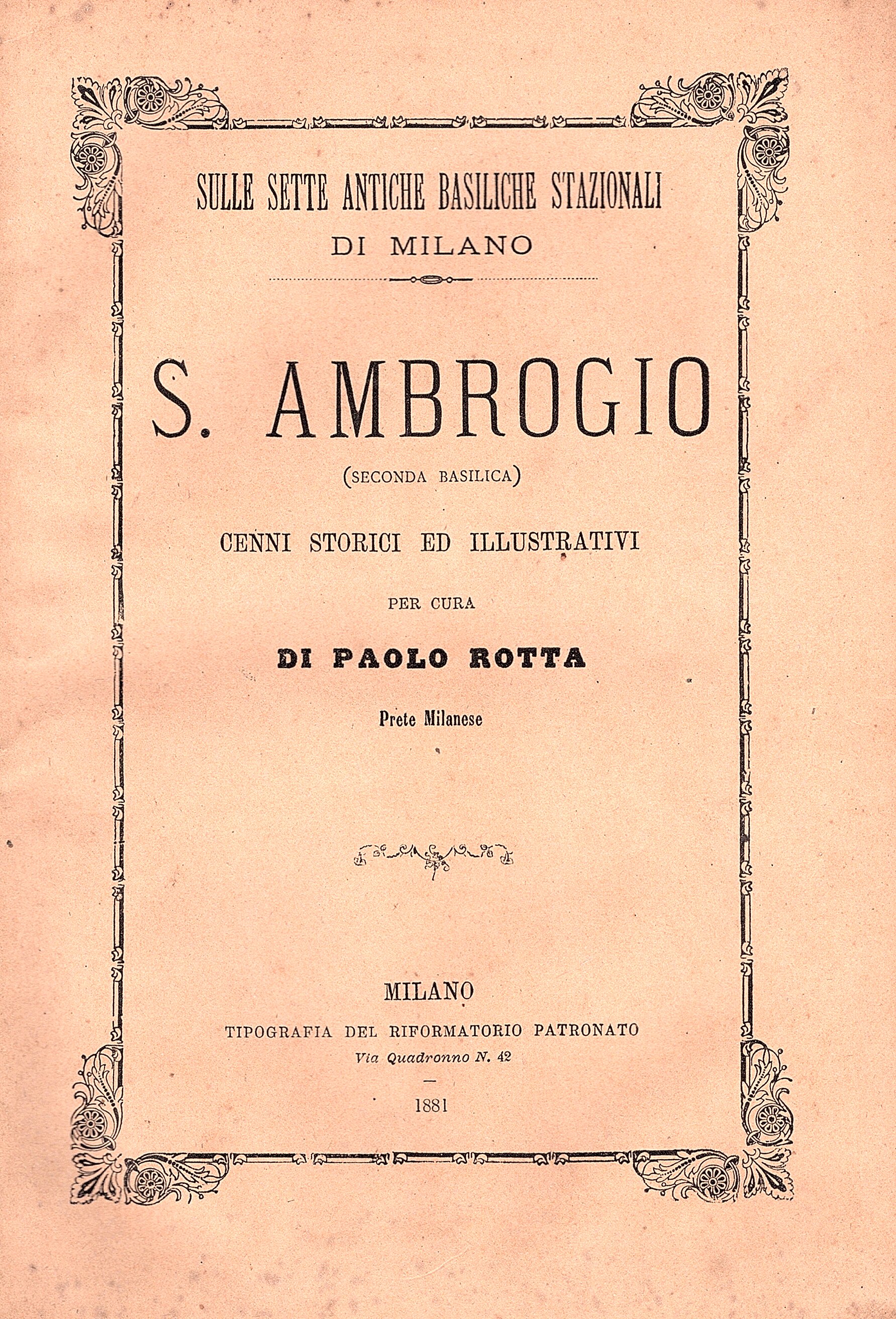 Sulle sette antiche basiliche stazionali di Milano. S. Ambrogio (seconda …