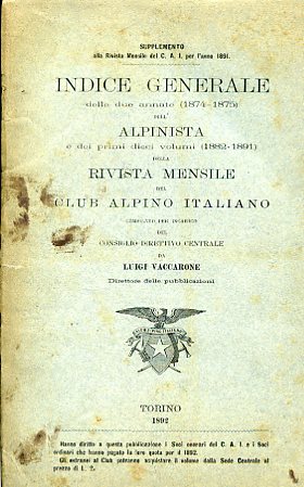 Supplemento alla Rivista Mensile del C.A.I. per l'anno 1891. Indice …