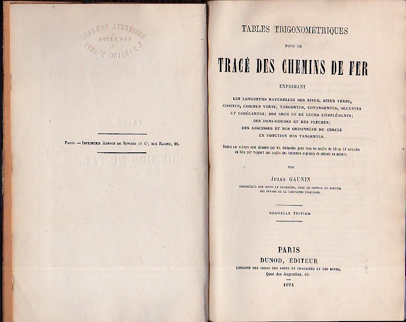 Tables trigonométriques pour le tracé des chemins de fer exprimant …