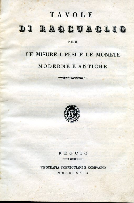 Tavole di ragguaglio per le misure i pesi e le …
