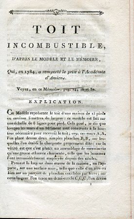 Toit incombustible, d'après le modèle et la mémoire, qui, en …