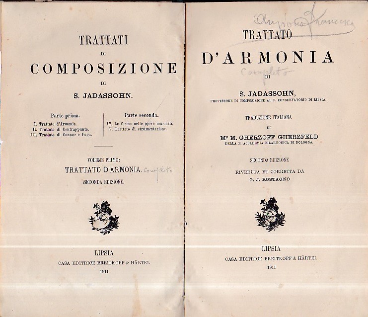 Trattato d' armonia. Traduzione italiana di M. M. Gherzoff Gherzfeld. …