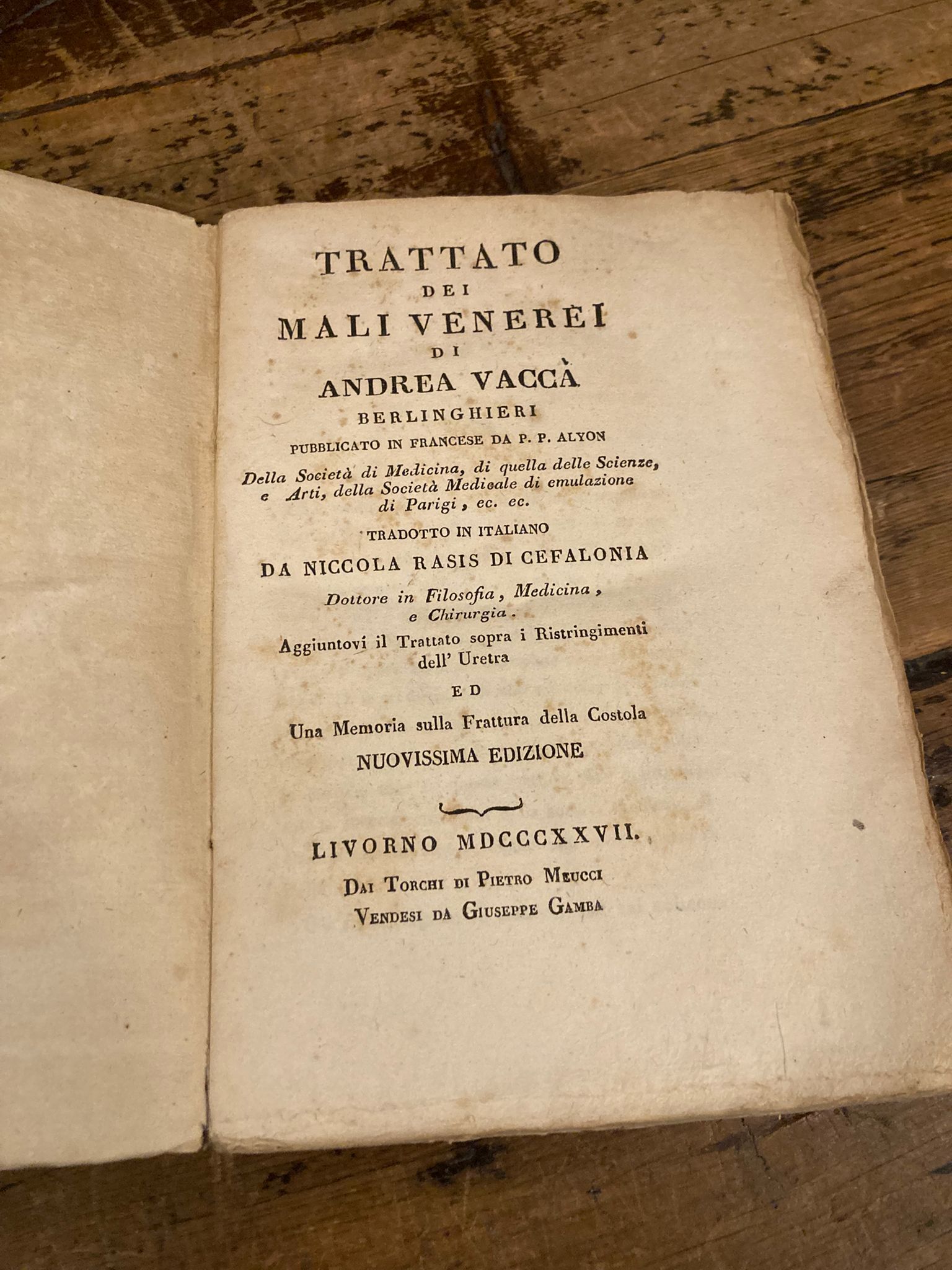 Trattato dei mali venerei. Tradotto in italiano da Niccola Raris …