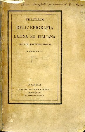Trattato dell'epigrafia latina ed italiana