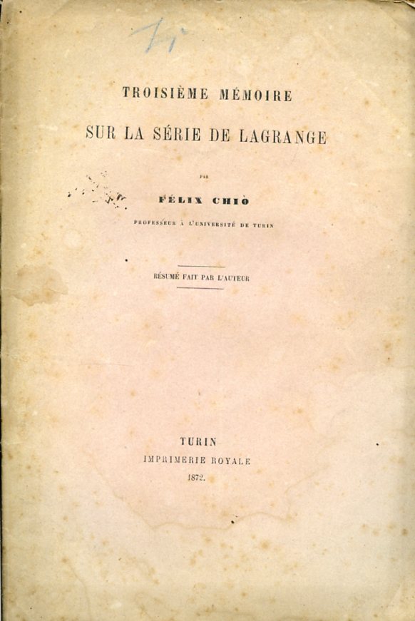Troisième mémoire sur la série de Lagrange. Résumé fait par …