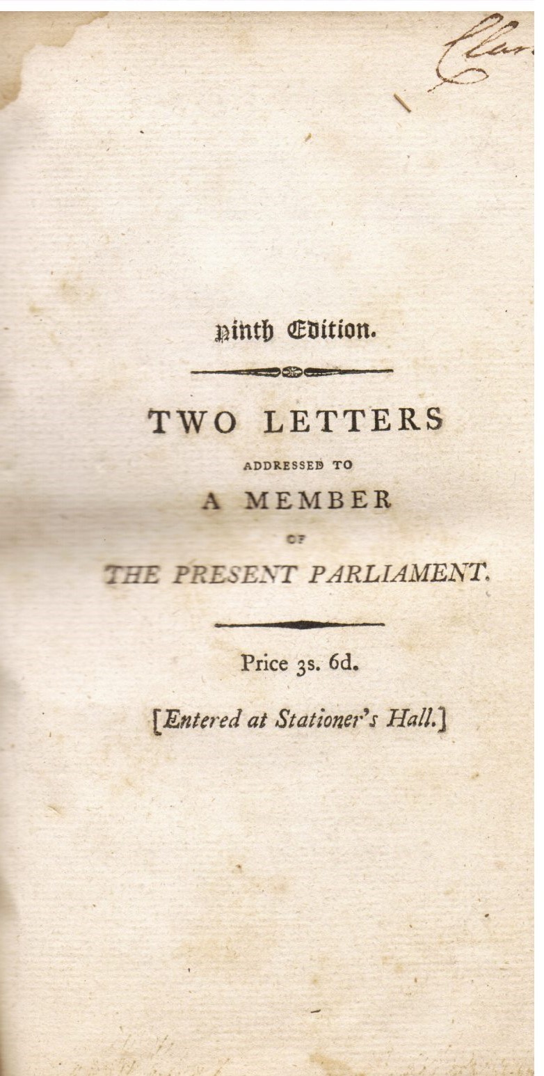 Two letters addressed to a member of the present parliament …