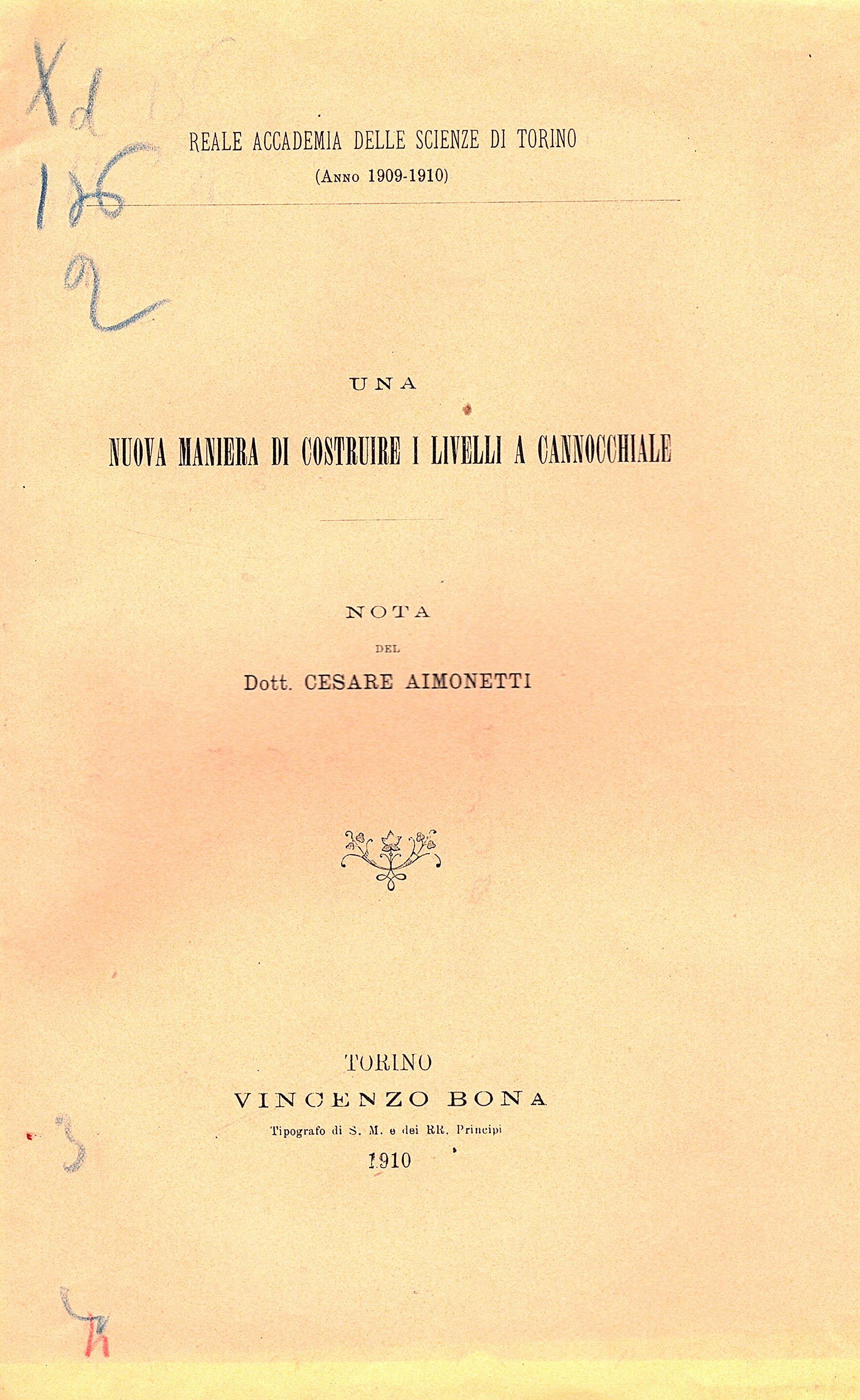 Un nuova maniera di costruire i livelli a cannocchiale. Nota …