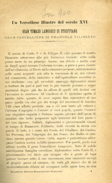 Un Vercellese illustre del secolo XVI. Gian Tomaso Langosco di …