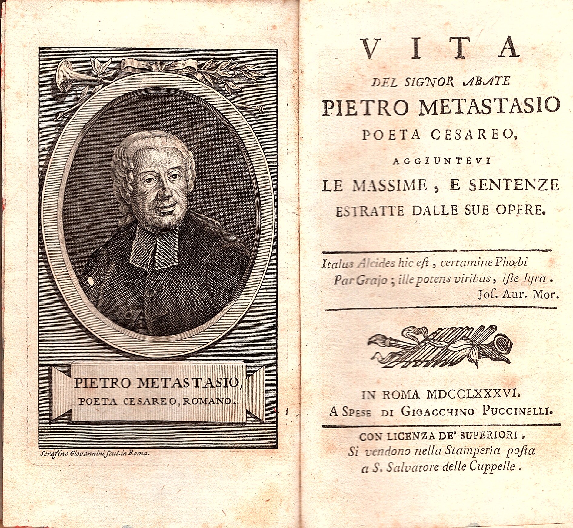 Vita del Signor Abate Pietro Metastasio Poeta Cesareo aggiuntevi Le …
