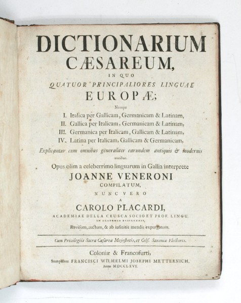 Dictionarium Caesareum, in quo quatuor principaliores linguae Europae; nempe I. …