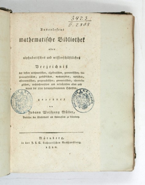 Auserlesene mathematische Bibliothek.