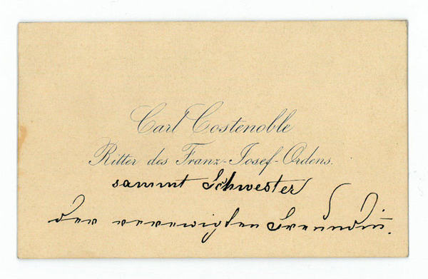 Visitkarte mit eigenh. Zusatz.